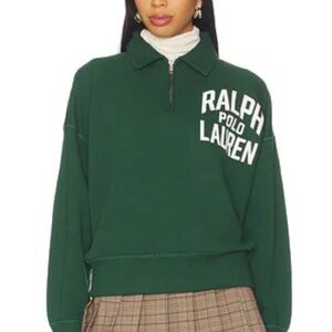 NWOT Polo Ralph Lauren Logo Fleece Quarter Zip in Northwest Pine (XS)